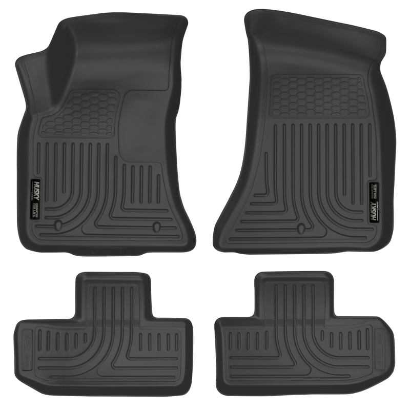 Dodge Challenger Floor Liners - Front + Second Row - Husky Liners - WeatherBeater - Black - `16-`22
